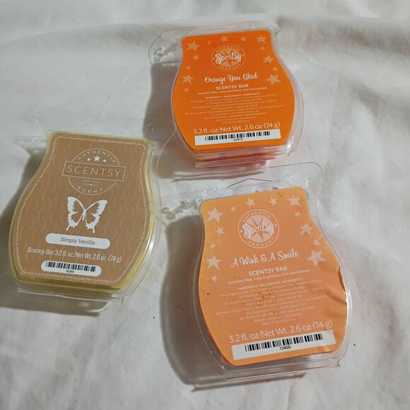 Scentsy Bar-Simply Vanilla-Orange You Glad-A Wink & A Smile  3.2 oz(Set of 3) - Picture 1 of 1